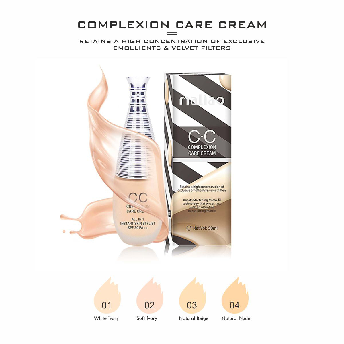 Maliao All-in-1 Instant Skin Stylist CC Complexion Care Cream SPF 30 Face
